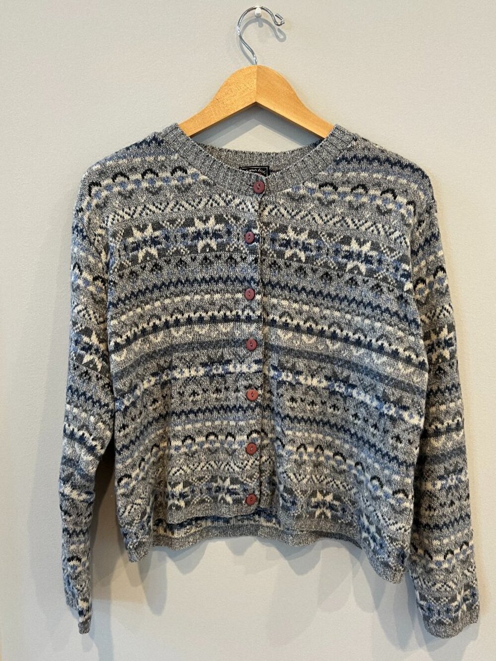 Vintage Route 66 “Get Your Kicks” Patterned Button Front Cardigan Sweater – XL